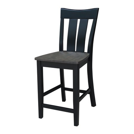 INTERNATIONAL CONCEPTS Ava Solid Wood Counter Height Bar Stool - 24" Seat Height - Coal S75-132